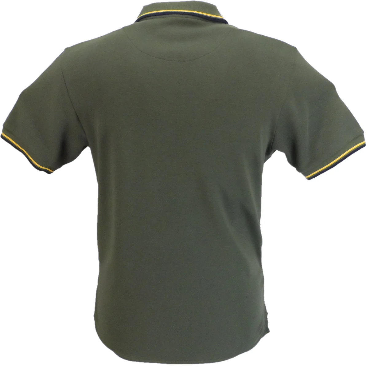 Trojan Records Mens Army Green Dogtooth Front Polo Shirt - immagine 3