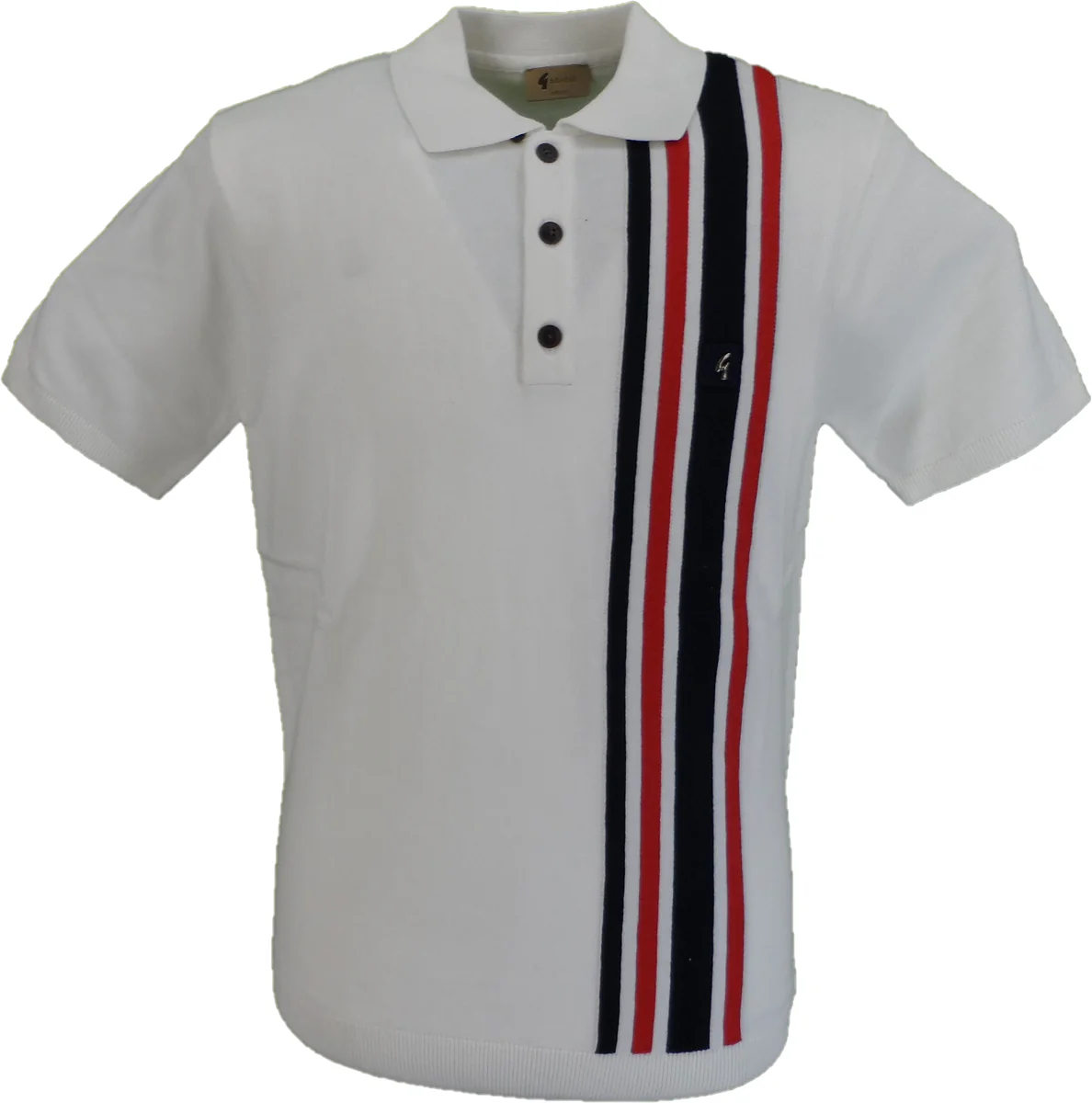 Gabicci Vintage Mens Soda White Knitted Polo Shirt - immagine 2