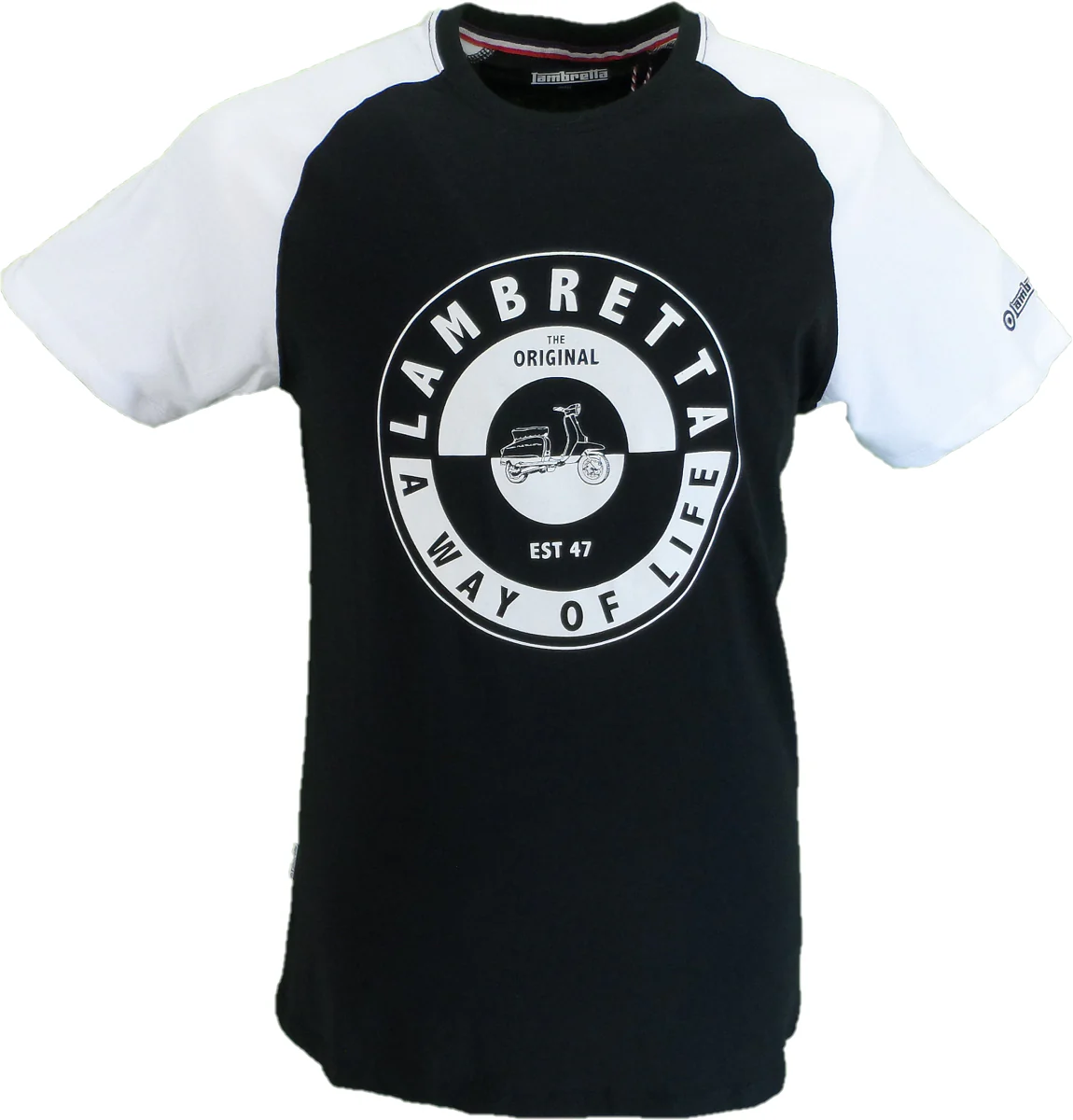 Lambretta Mens Black Scooter 2 Tone T Shirt - immagine 2