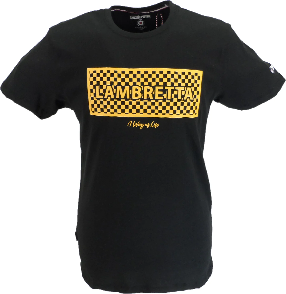 Lambretta Mens Black Checkerboard Block Retro T Shirt - immagine 2
