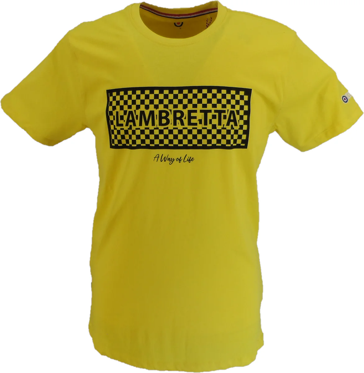 Lambretta Mens Passion Fruit Checkerboard Block Retro T Shirt - immagine 2