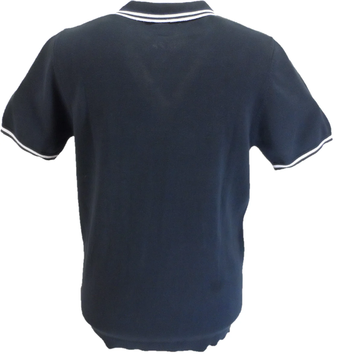 Lambretta Mens Navy Blue Tipped Collar Knitted Polo Shirt - immagine 3
