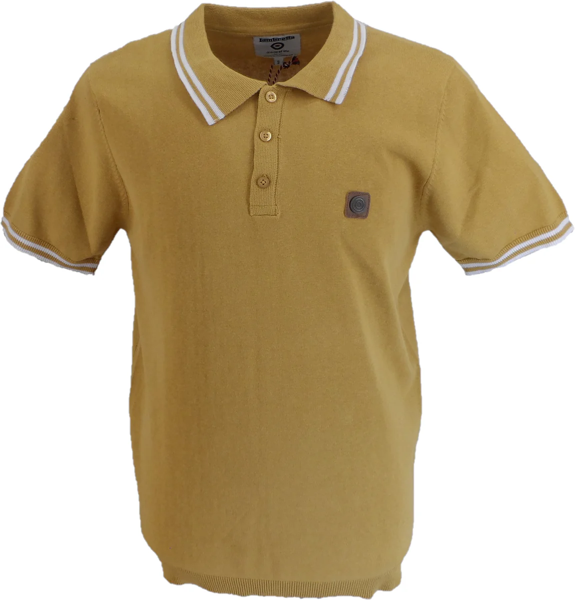 Lambretta Mens Sand Tipped Collar Knitted Polo Shirt - immagine 2