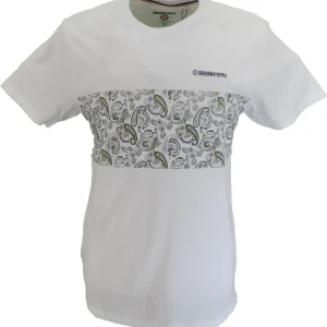 Lambretta Mens White Paisley Panel T-Shirt
