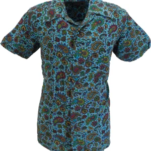 Run & Fly Mens Sky Blue Paisley Short Sleeved Shirt