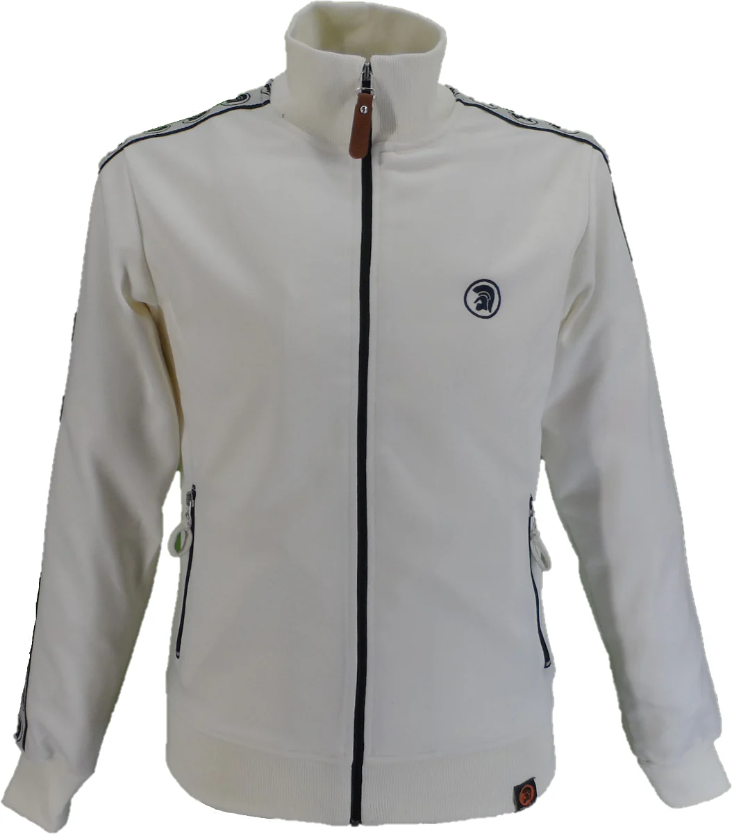 Trojan Records Mens Ecru Taped Sleeve Retro Track Tops - immagine 2
