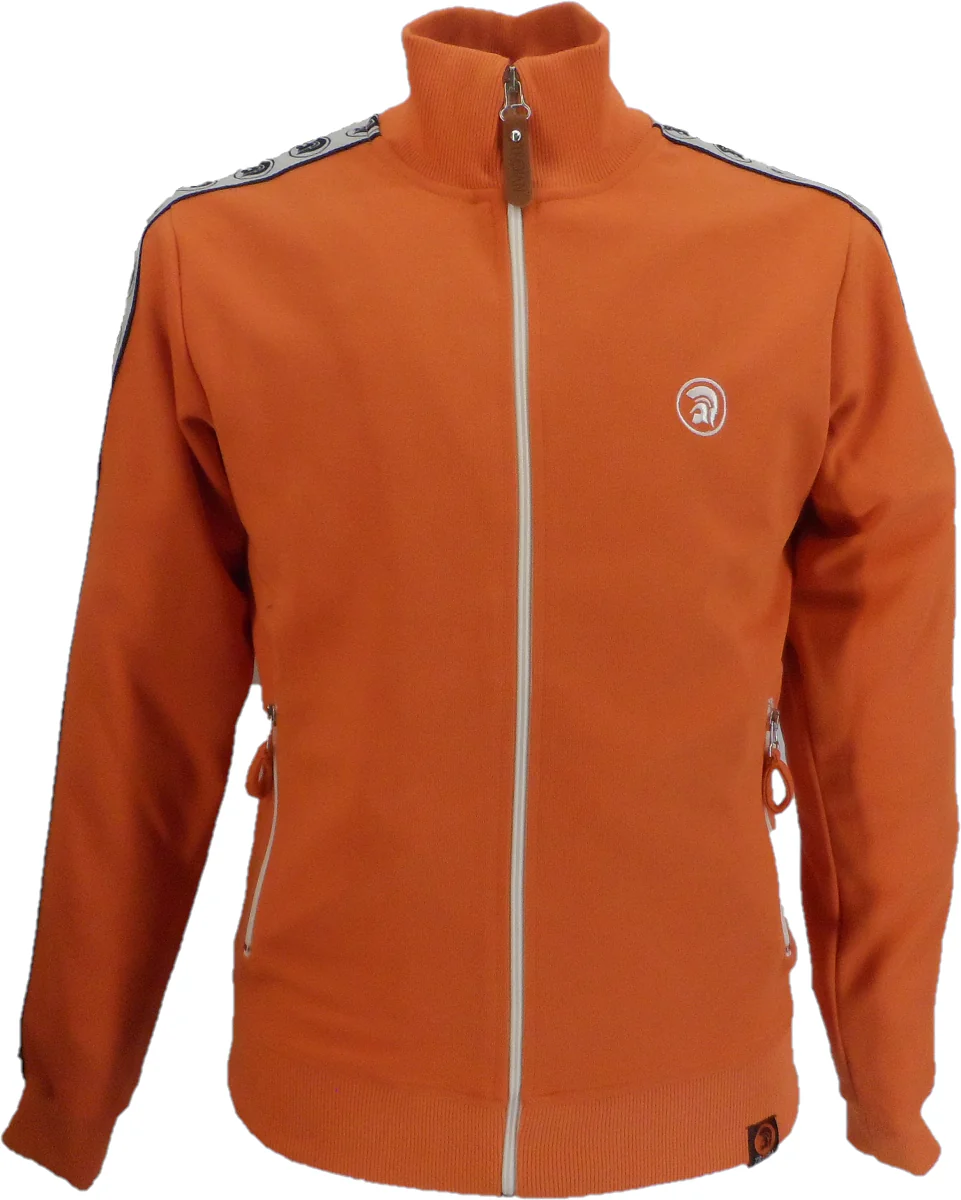 Trojan Records Mens Orange Taped Sleeve Retro Track Tops - immagine 2
