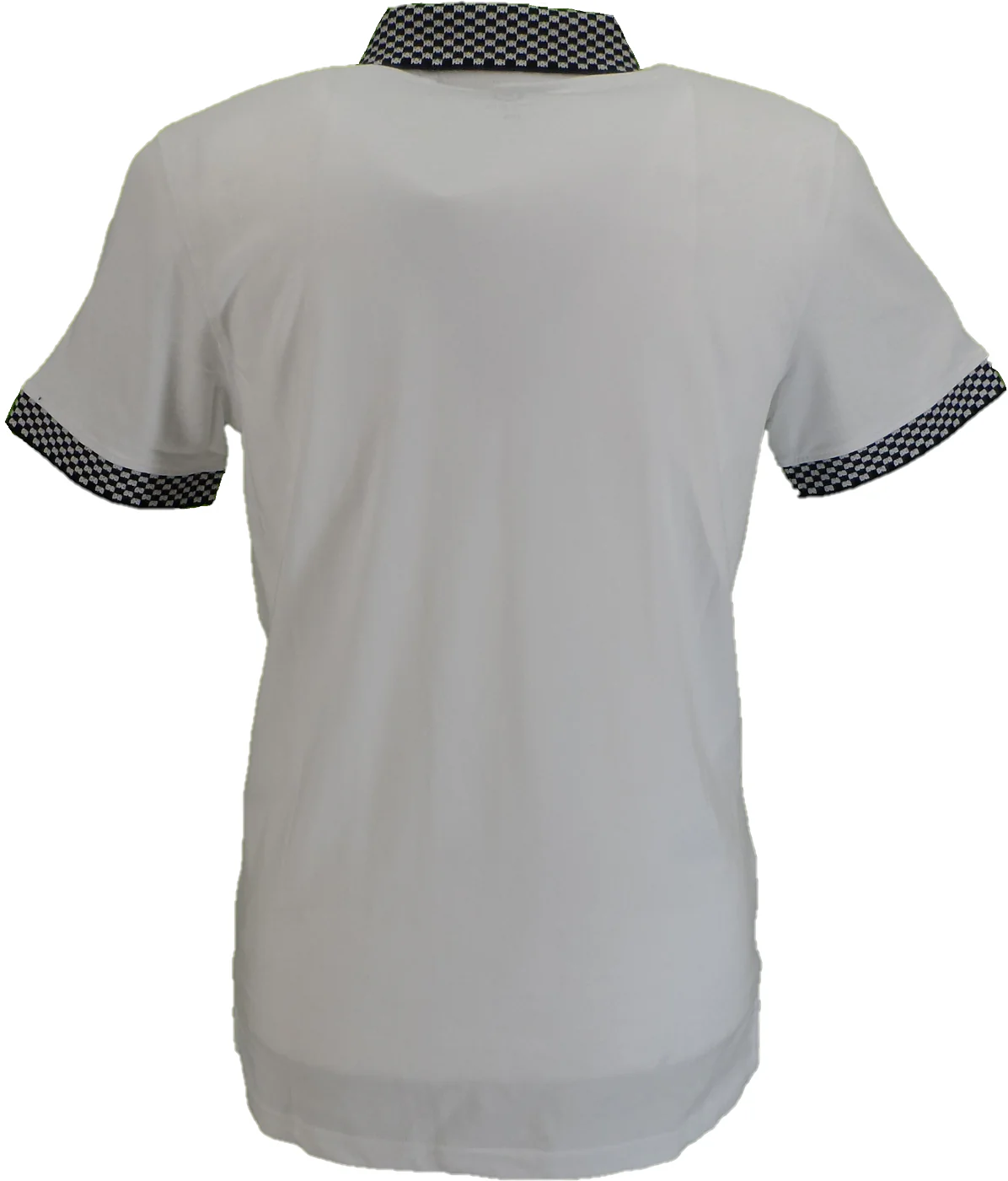 Lambretta Mens White Checkerboard Collar Polo Shirts - immagine 4