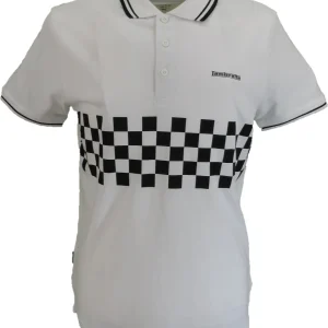Lambretta White & Black Retro Two Tone Tipped Polo Shirts