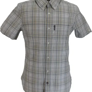 Lambretta Mens Grey Multi Checked Short Sleeved Button Down Shirts