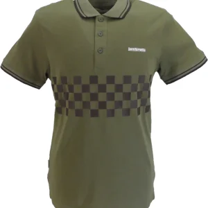 Lambretta Khaki Green/Java Retro Two Tone Tipped Polo Shirts