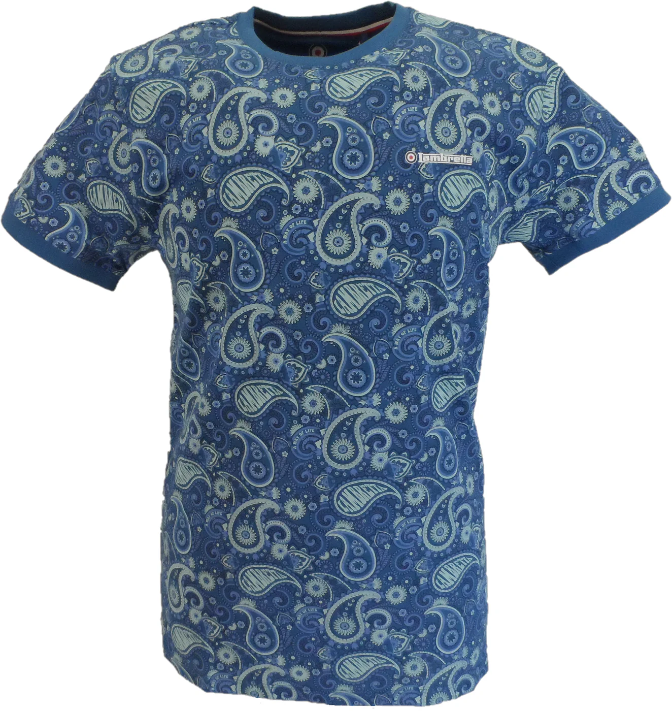 Lambretta Mens Dark Blue Paisley T-Shirt