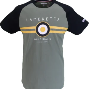 Lambretta Mens Khaki Green Retro Target Ringer T-Shirt