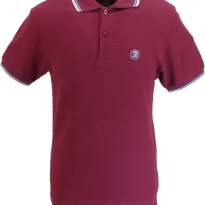 Trojan Mens Port Red Textured Twin Tipped Polo Shirt