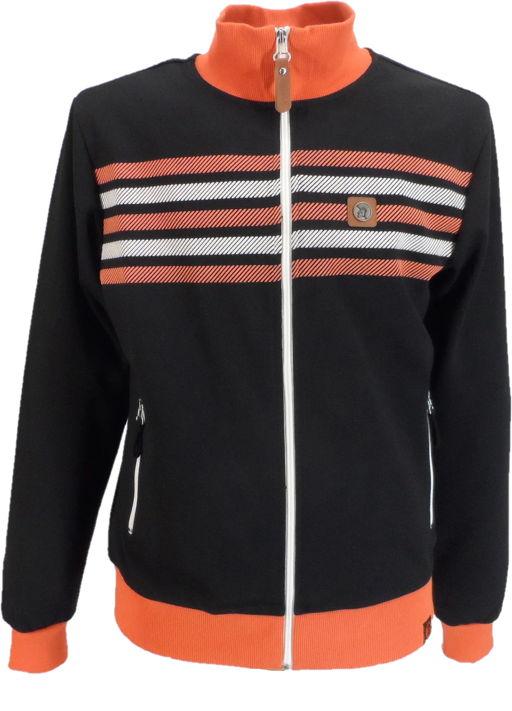 Trojan Mens Black Border Stripe Retro Track Tops - immagine 2
