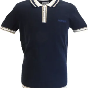 Lambretta Mens Navy Blue Baggio Knitted Polo Shirt