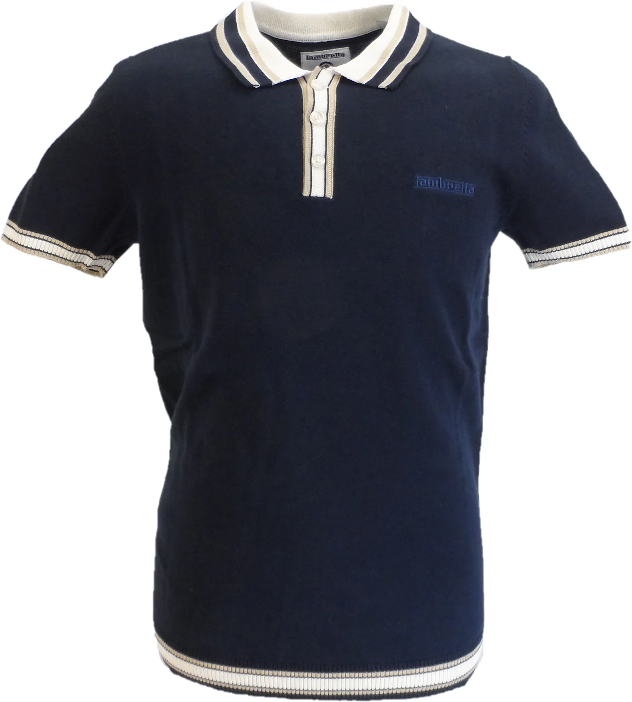 Lambretta Mens Navy Blue Baggio Knitted Polo Shirt - immagine 2