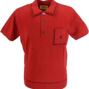 Gabicci Mens Cherry Red Archive Alexander Knitted Polo Shirt