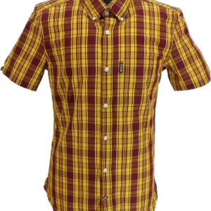 Lambretta Mens Burgundy/Gold Button Down Shirts