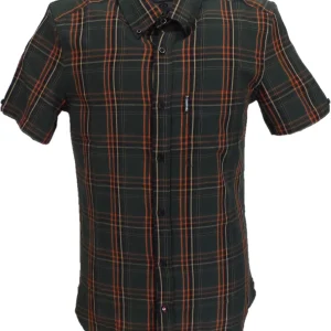 Lambretta Mens Khaki/Orange Button Down Shirts