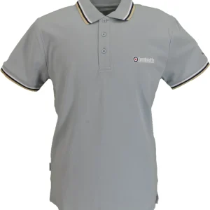 Lambretta Men`s Dusky Blue Tipped Tipped 100% Cotton Polo Shirts