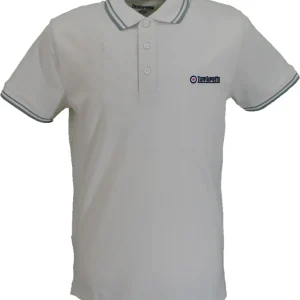 Lambretta Men`s Tofu/Green Tipped Tipped 100% Cotton Polo Shirts
