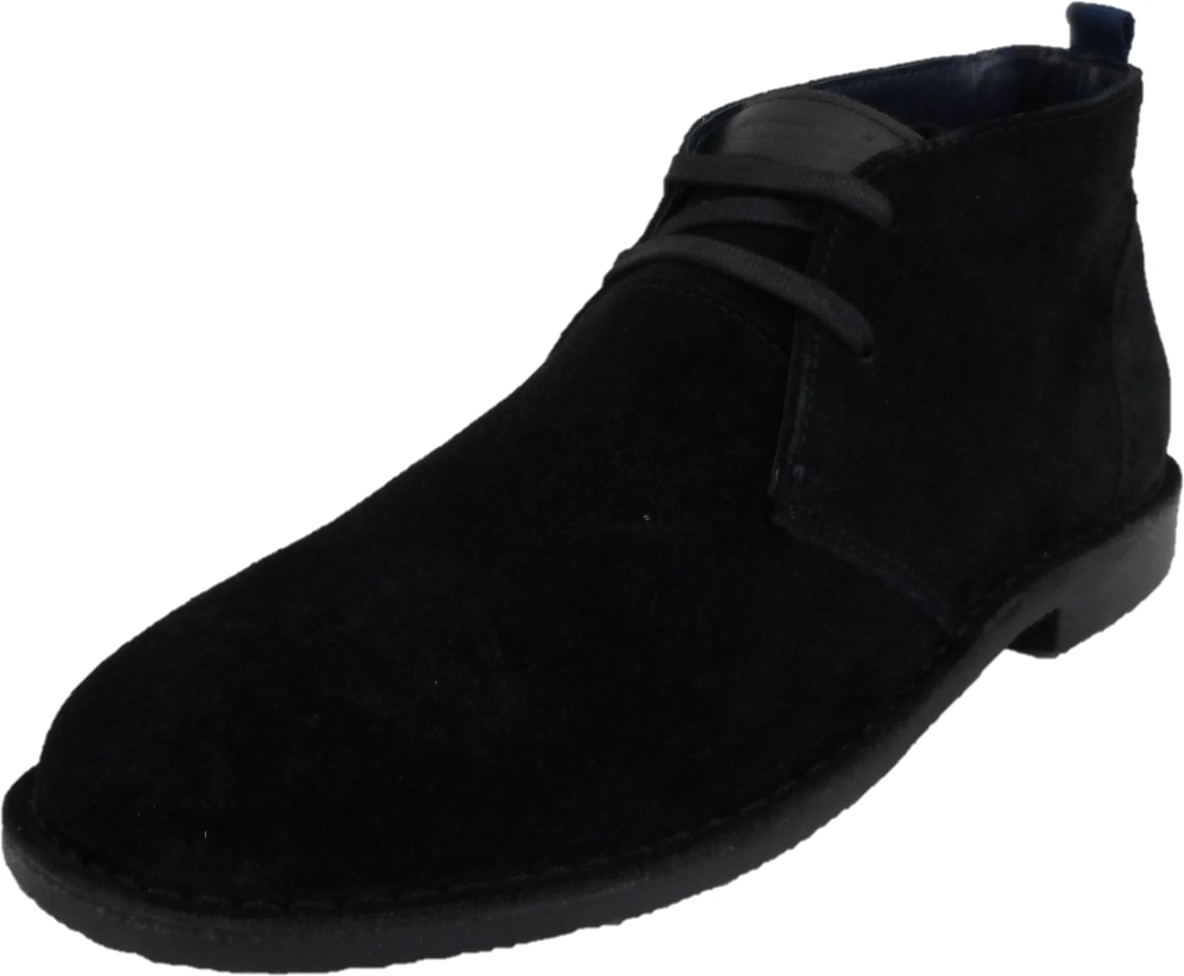 Roamers Black 2 Eyelet Retro Real Suede Desert Boots