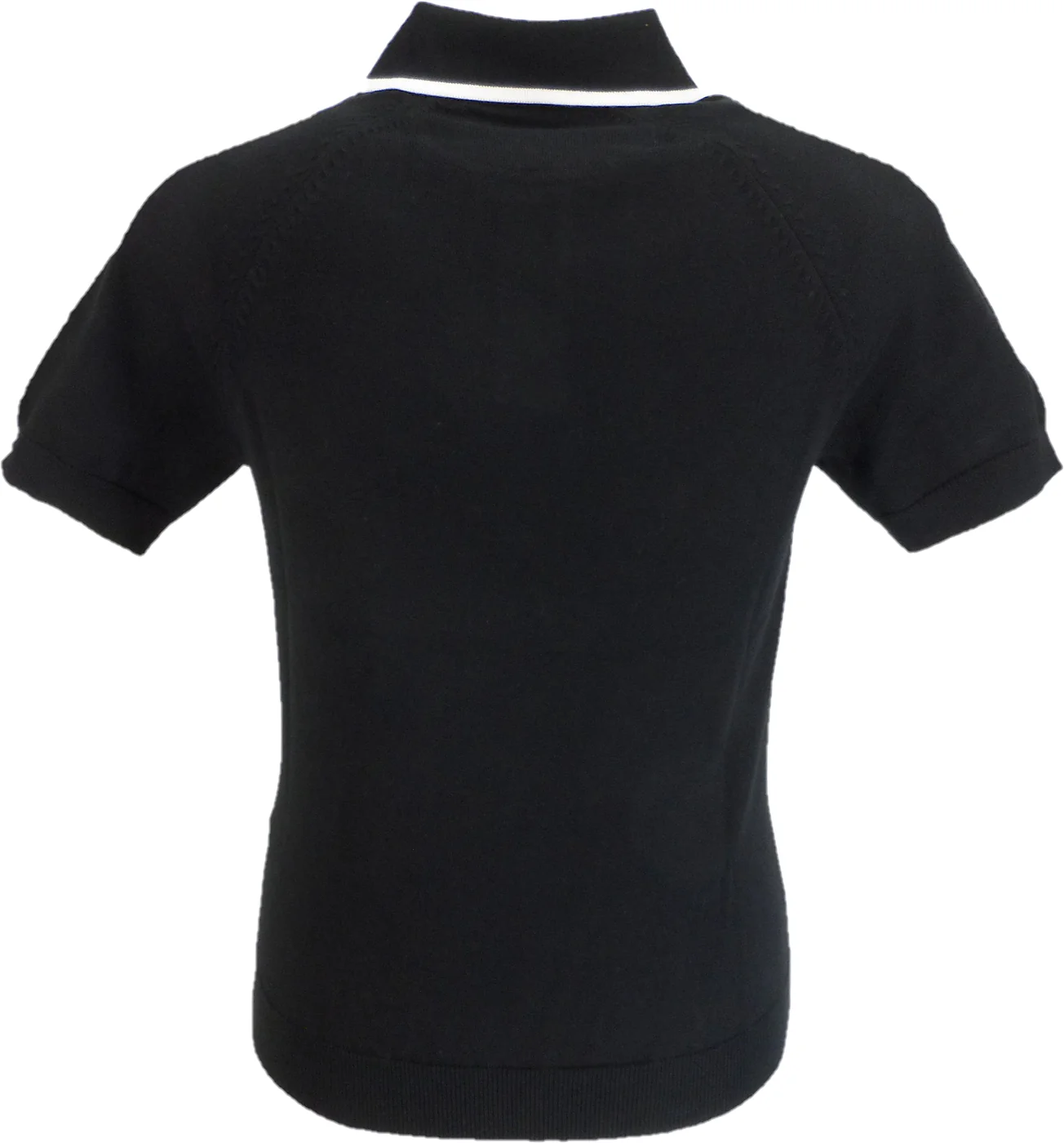 Ska & Soul Black 'Moran' Stripe Front Fine Gauge Polo - immagine 3