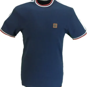 Trojan Mens Navy Blue Tipped Pique T Shirt