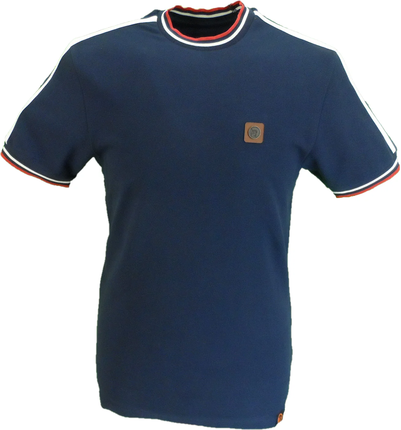 Trojan Mens Navy Blue Tipped Pique T Shirt