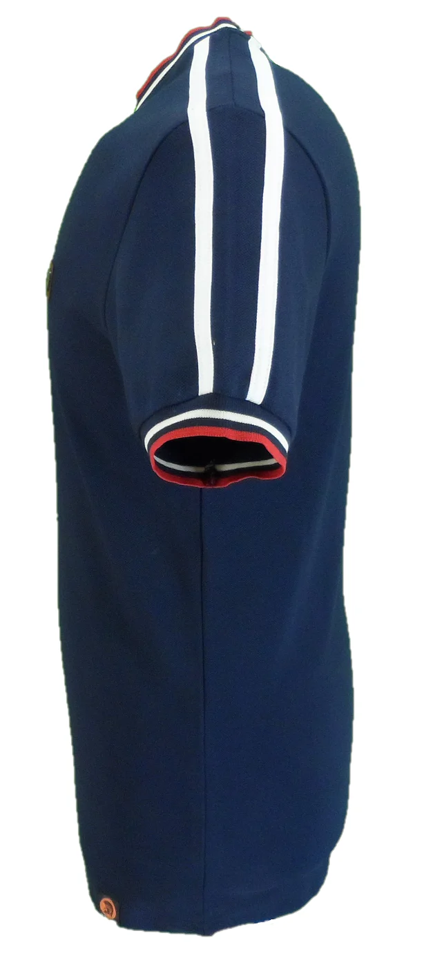 Trojan Mens Navy Blue Tipped Pique T Shirt - immagine 3