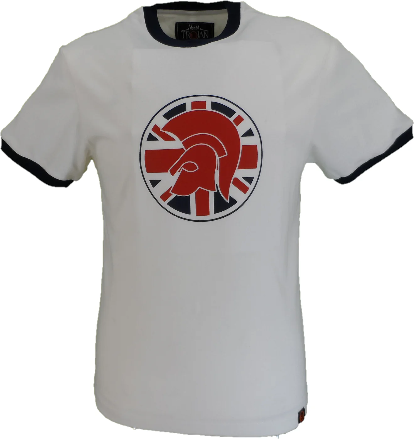 Trojan Mens Ecru Flag Helmet logo T-Shirt - immagine 2