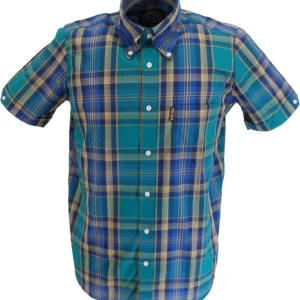 Trojan Mens Jade Green Multi Check Short Sleeved Shirts and Pocket Square