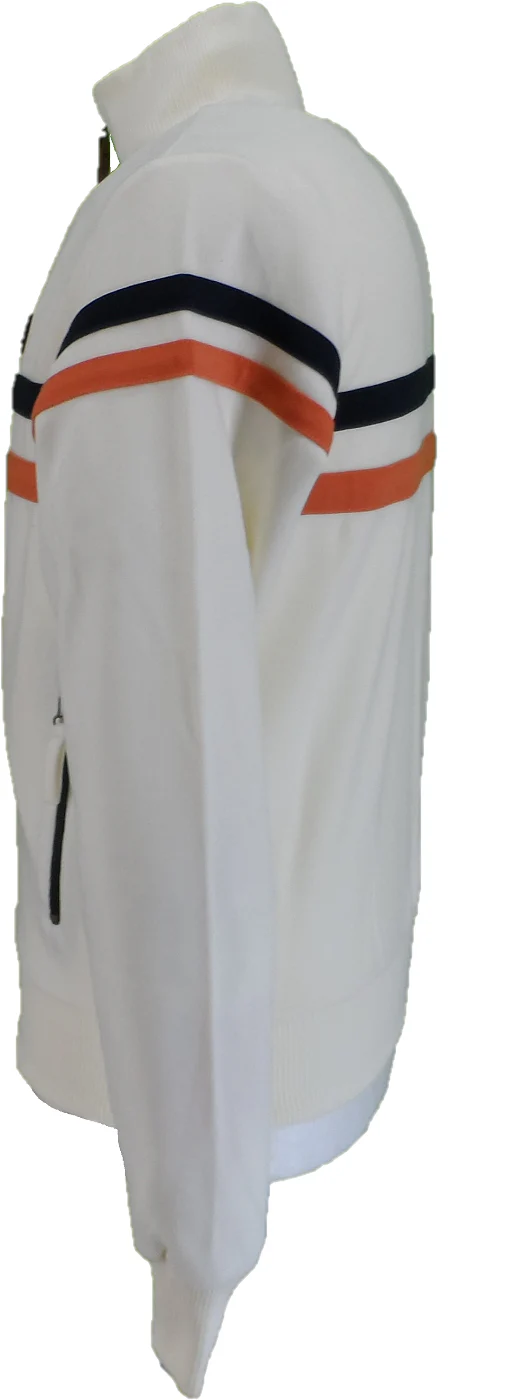 Trojan Mens Ecru Twin Stripe Track Tops - immagine 3