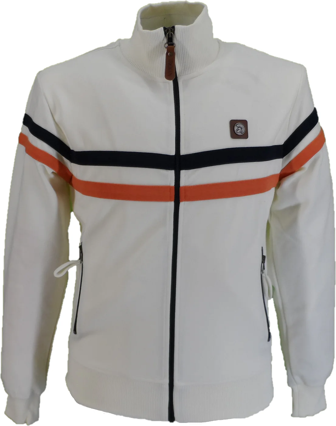 Trojan Mens Ecru Twin Stripe Track Tops - immagine 2
