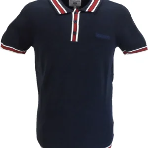 Lambretta Mens Navy Blue Valero Knitted Polo Shirt