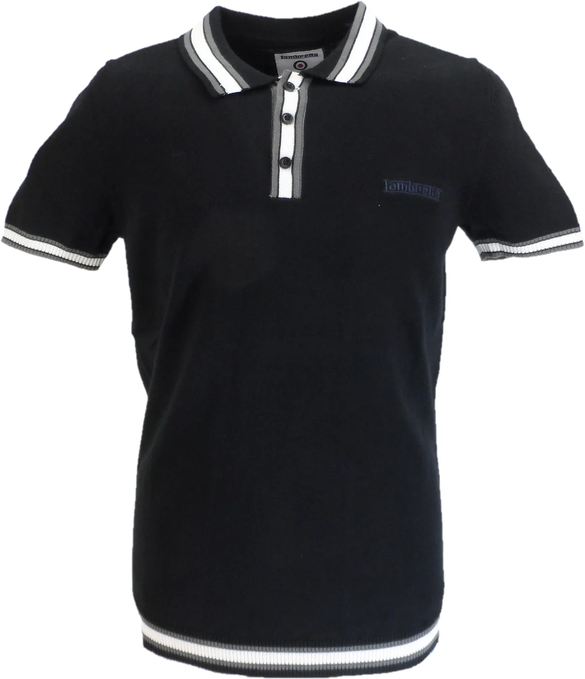 Lambretta Mens Black Valero Knitted Polo Shirt - immagine 2