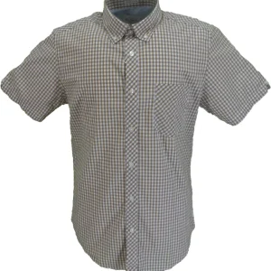 Ben Sherman Mens Caramel Brown Gingham Short Sleeved Shirt