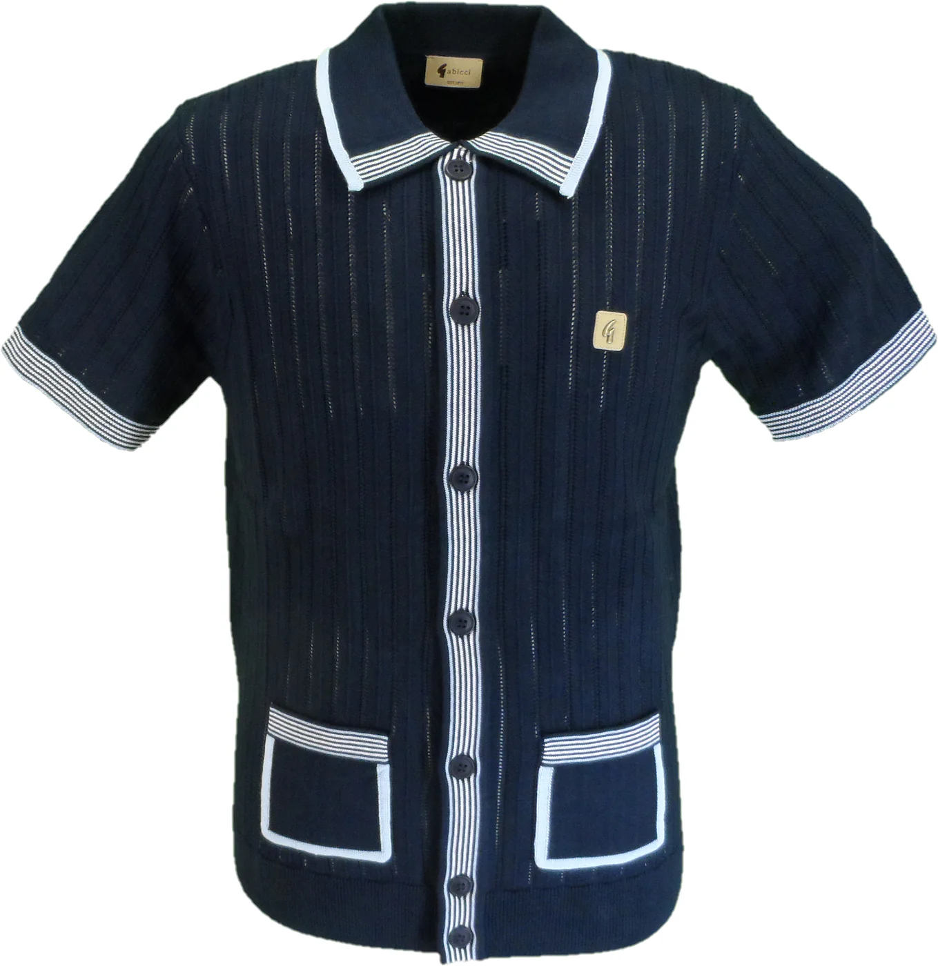 Gabicci Mens Navy Blue Carter Short Sleeve Cardigan - immagine 2