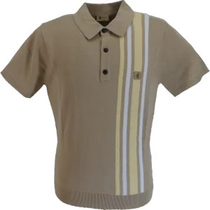 Gabicci Vintage Mens Soda Sandstone Knitted Polo Shirt