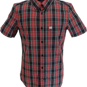 Lambretta Mens Black/Red/Green Button Down Shirts