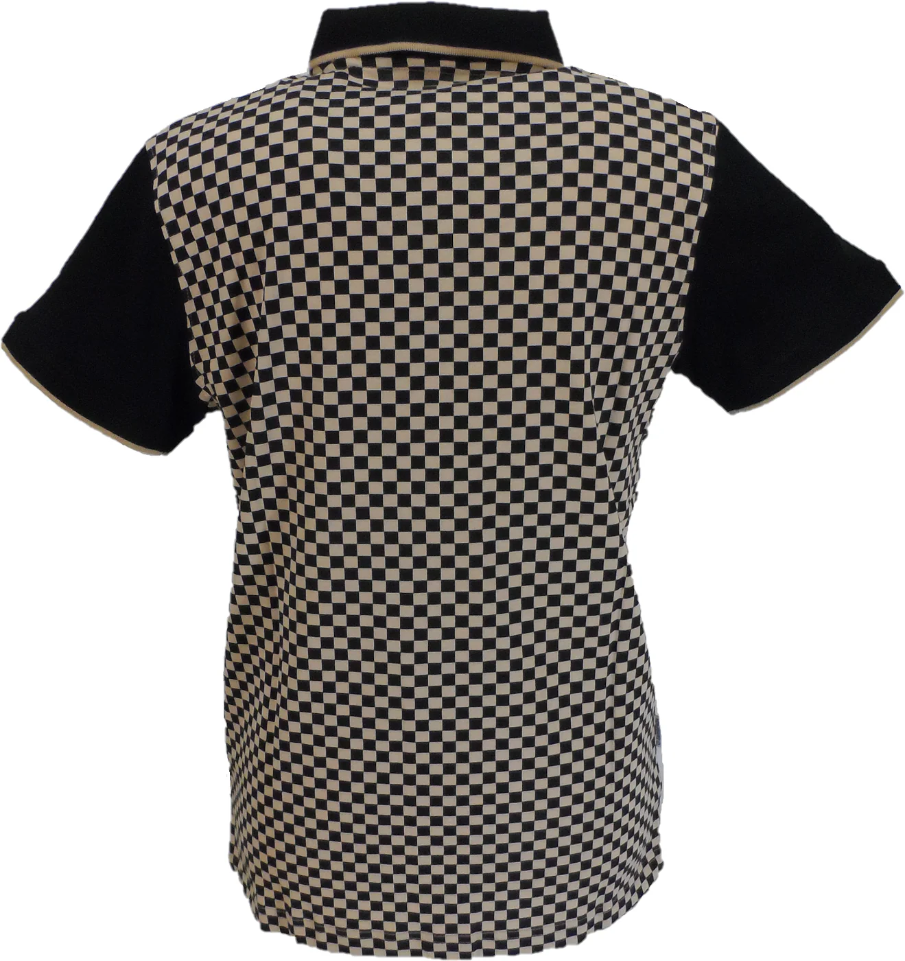 Lambretta Mens Black/Nomad Checkerboard Polo Shirts - immagine 3