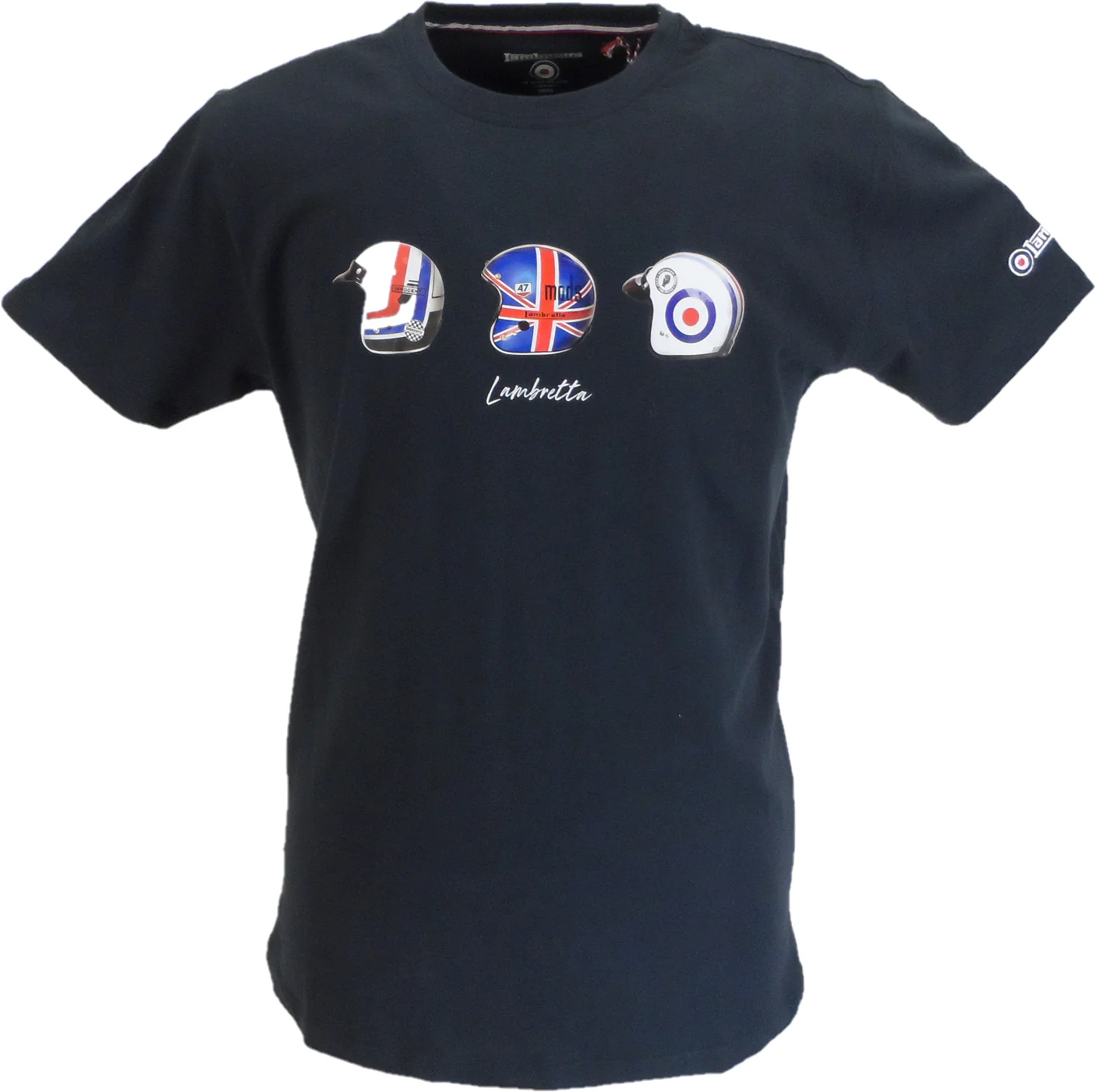 Lambretta Mens Navy Blue Helmet Retro T Shirt