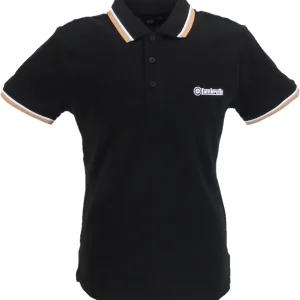 Lambretta Men`s Black Tipped Tipped 100% Cotton Polo Shirts