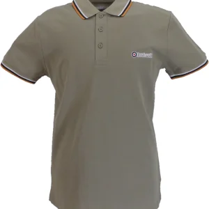 Lambretta Men`s Cashew Brown Tipped Tipped 100% Cotton Polo Shirts