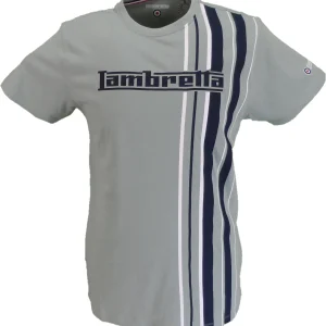 Lambretta Mens Iceberg Green Striped Retro T Shirt