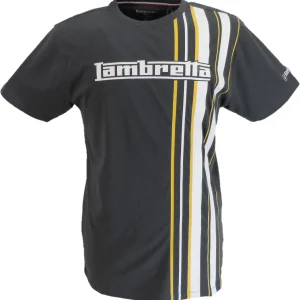 Lambretta Mens Iron Grey Striped Retro T Shirt