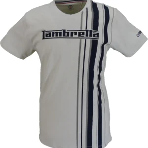 Lambretta Mens Silver Striped Retro T Shirt