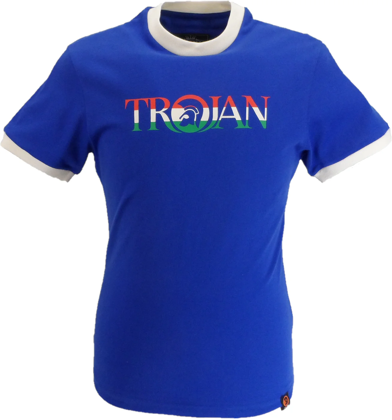 Trojan Mens Cobalt Blue Rasta Logo 100% Cotton Peach T-Shirt - immagine 2