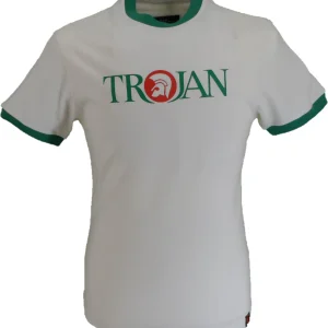 Trojan Mens Ecru Rasta Logo 100% Cotton Peach T-Shirt